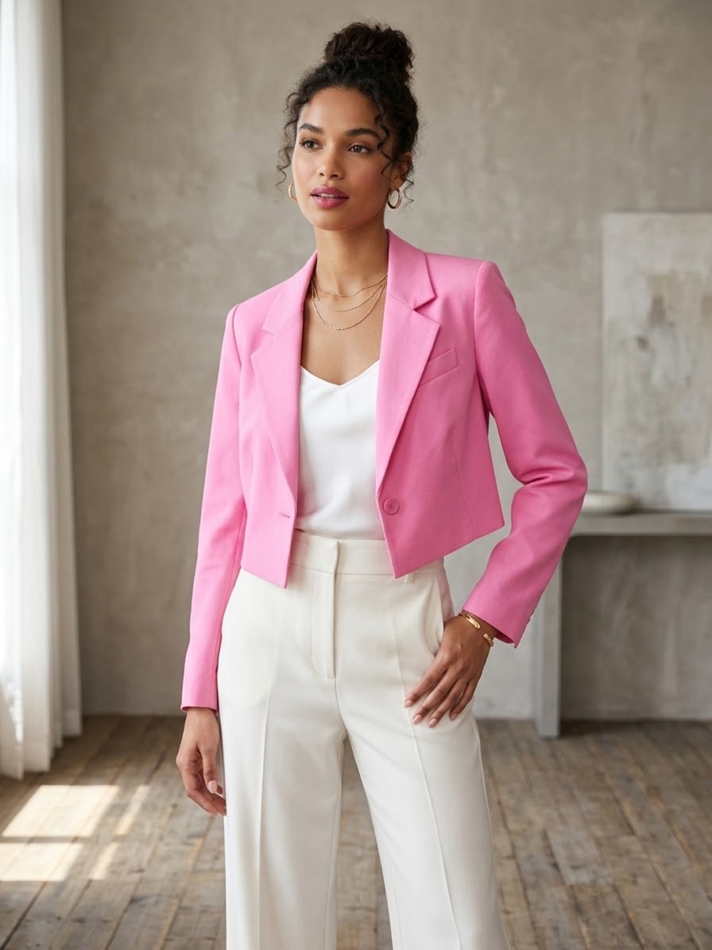 Derek Lam 10 Crosby Cropped Blazer Size 6 Bright Pink